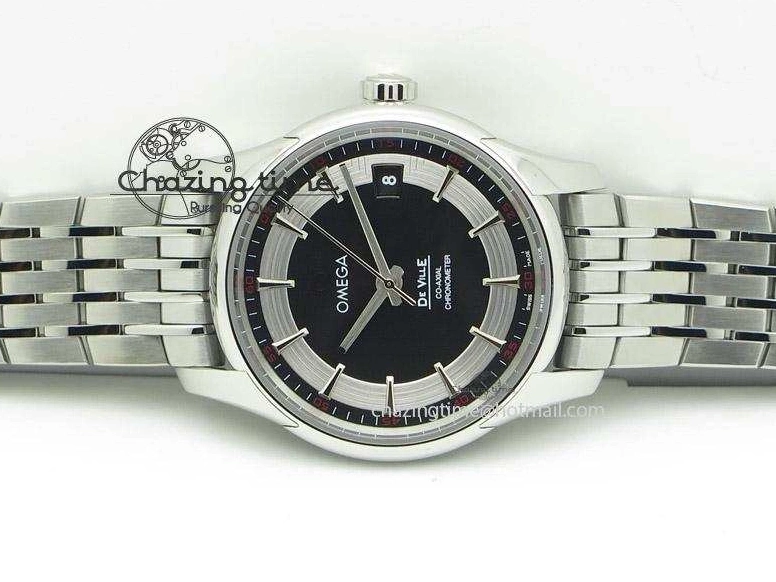0823 De Ville Hour Vision Co-Axial 41mm SS V6F Best Edition Black Dial On SS Bracelet A BestValue 8277